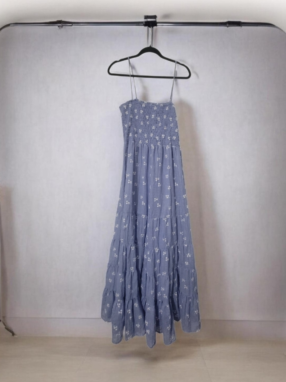 Altar'd State Light Blue Floral Smocked Maxi Dress